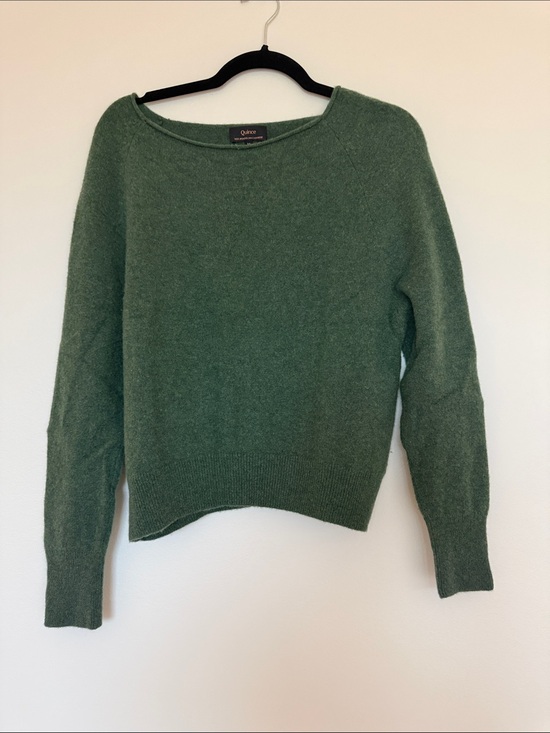 Quince Sweaters - Quince Forest Floor Green Boatneck Cashmere Sweater - Medium (243)